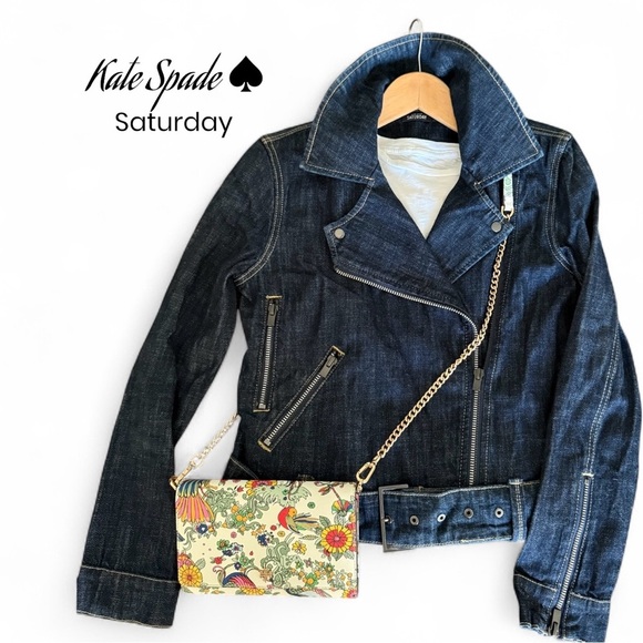 Kate Spade “Saturday” Dark Denim Jacket with Accent Zippers - Picture 4 of 9